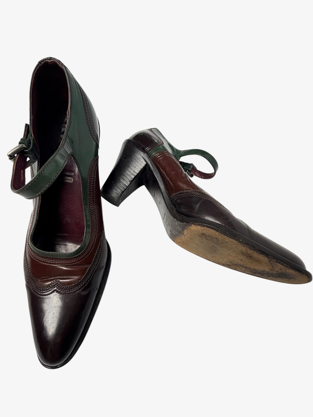 VINTAGE LEATHER MARY JANE HEELS. SIZE 3