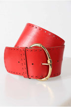 80s VINTAGE RED LEATHER BELT.