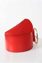 80s VINTAGE RED LEATHER BELT.