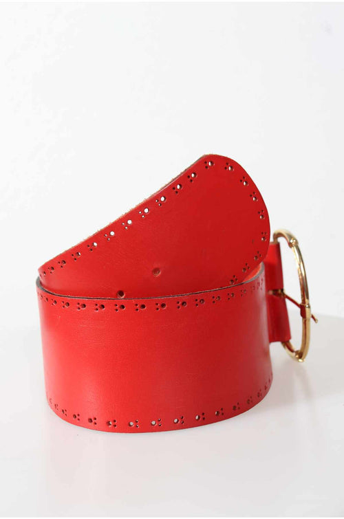 80s VINTAGE RED LEATHER BELT.