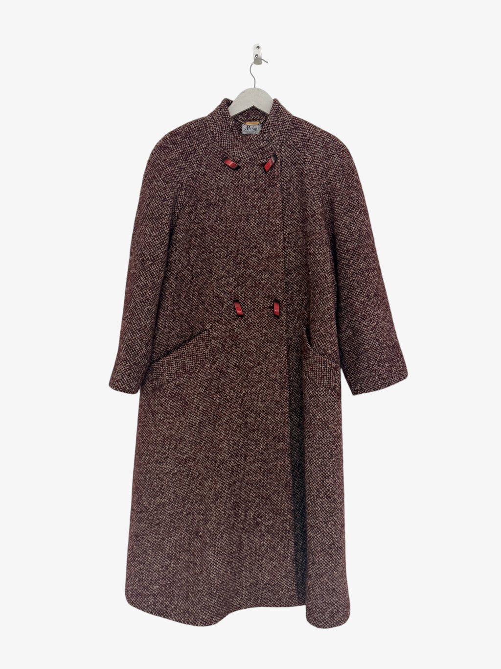VINTAGE WOOL BURGANDY WOOL TEXTURED COAT. SIZE 14/16