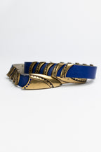 VINTAGE BLUE LEATHER BELT.