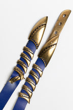 VINTAGE BLUE LEATHER BELT.