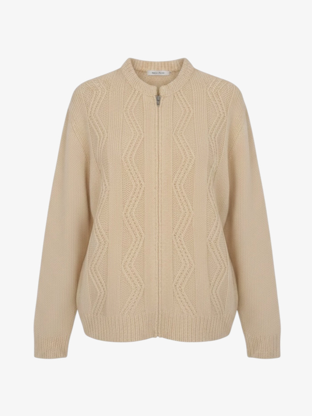 CABLE KNIT WOOL CARDIGAN.SIZE (M) 12/14