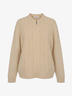 CABLE KNIT WOOL CARDIGAN.SIZE (M) 12/14