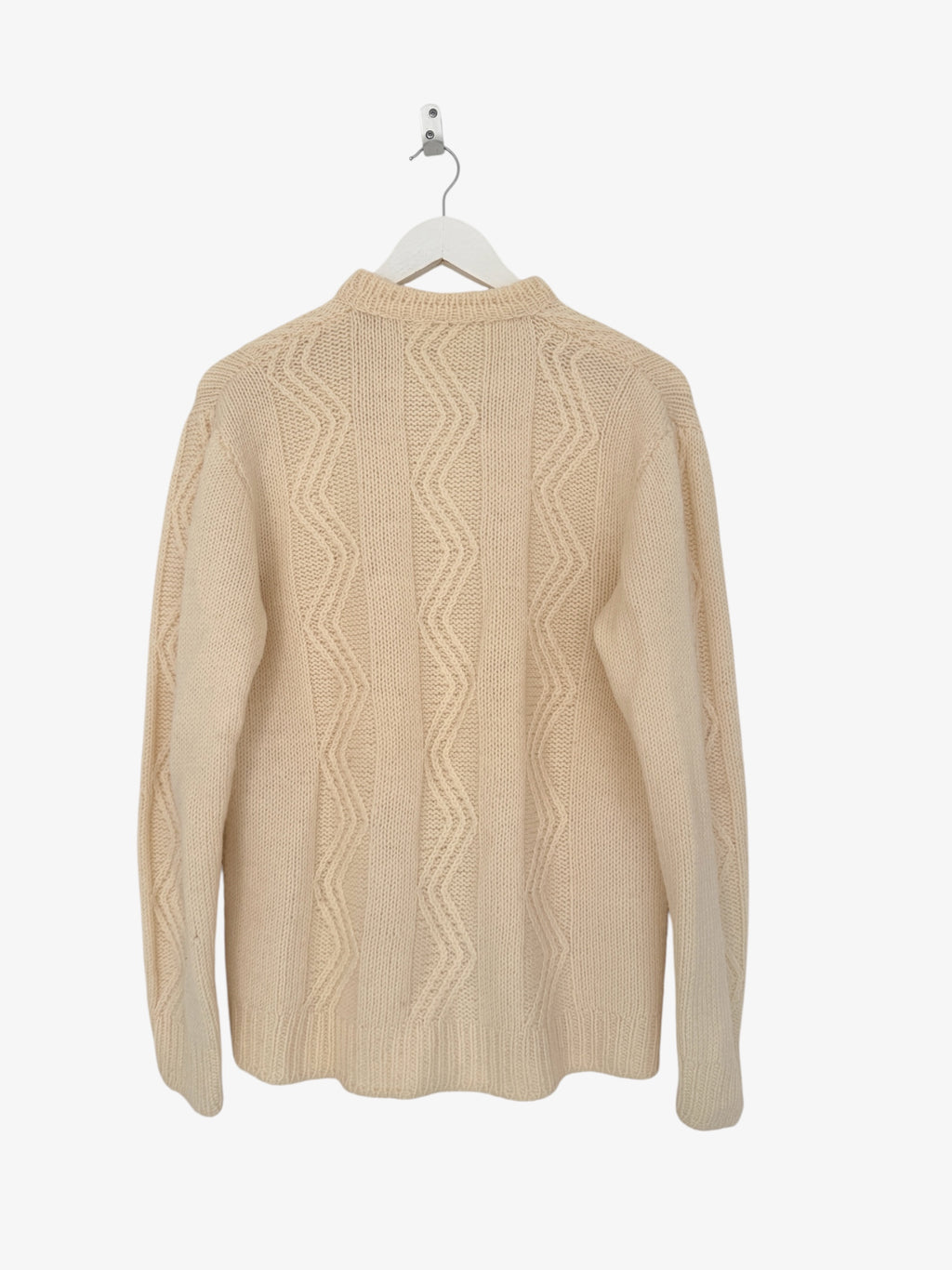CABLE KNIT WOOL CARDIGAN.SIZE (M) 12/14