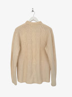 CABLE KNIT WOOL CARDIGAN.SIZE (M) 12/14