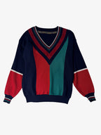 MEN s BLOCK COLOR V-NECK KNIT JUMPER. SIZE M