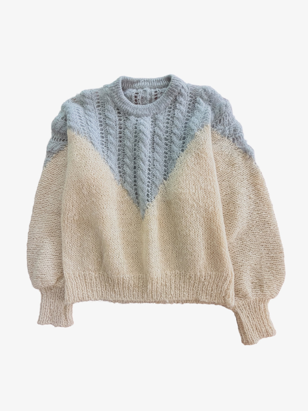 VINTAGE HAND-KNIT WOOL & MOHAIR JUMPER. SIZE M