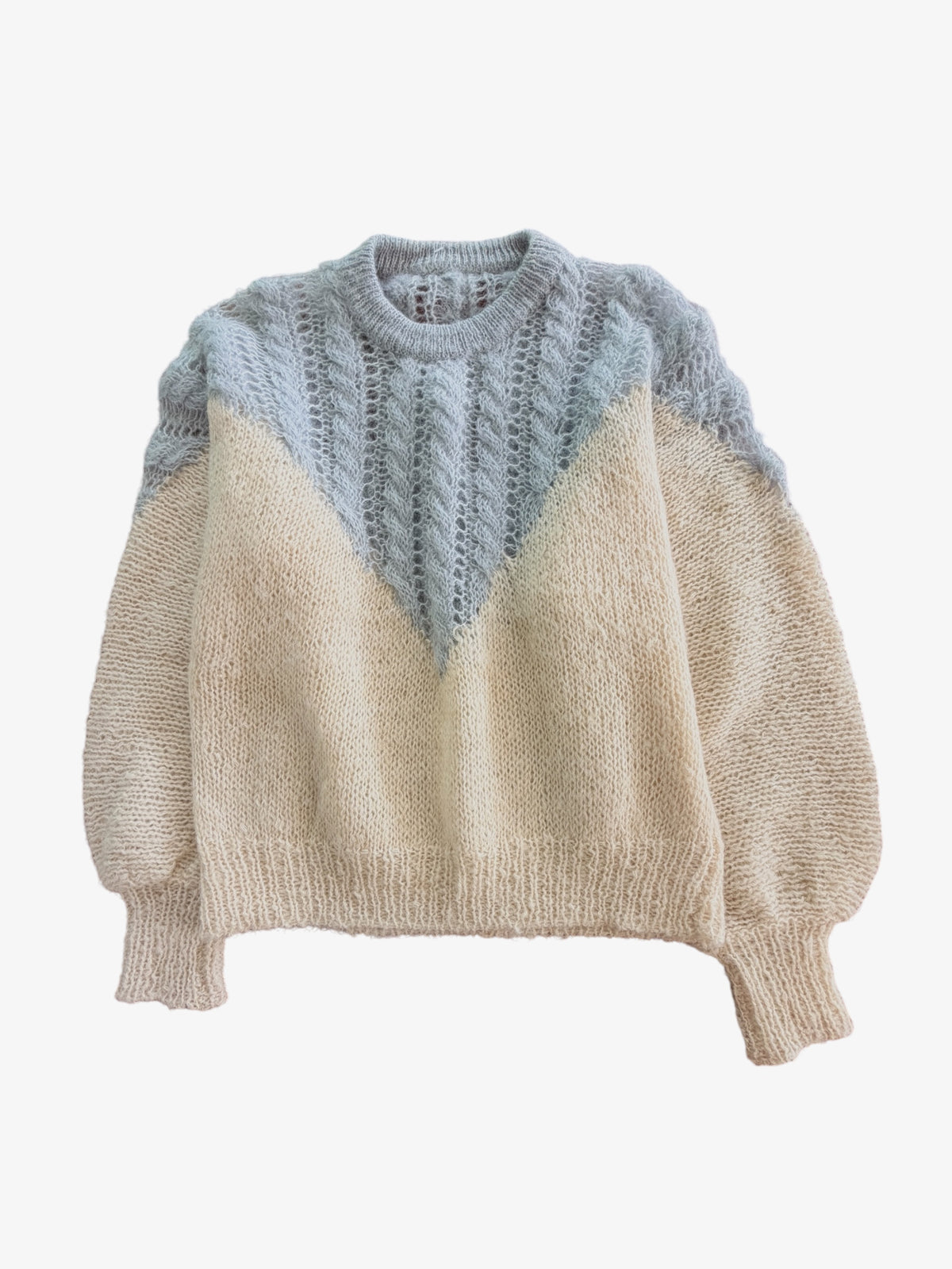 VINTAGE HAND-KNIT WOOL & MOHAIR JUMPER. SIZE M
