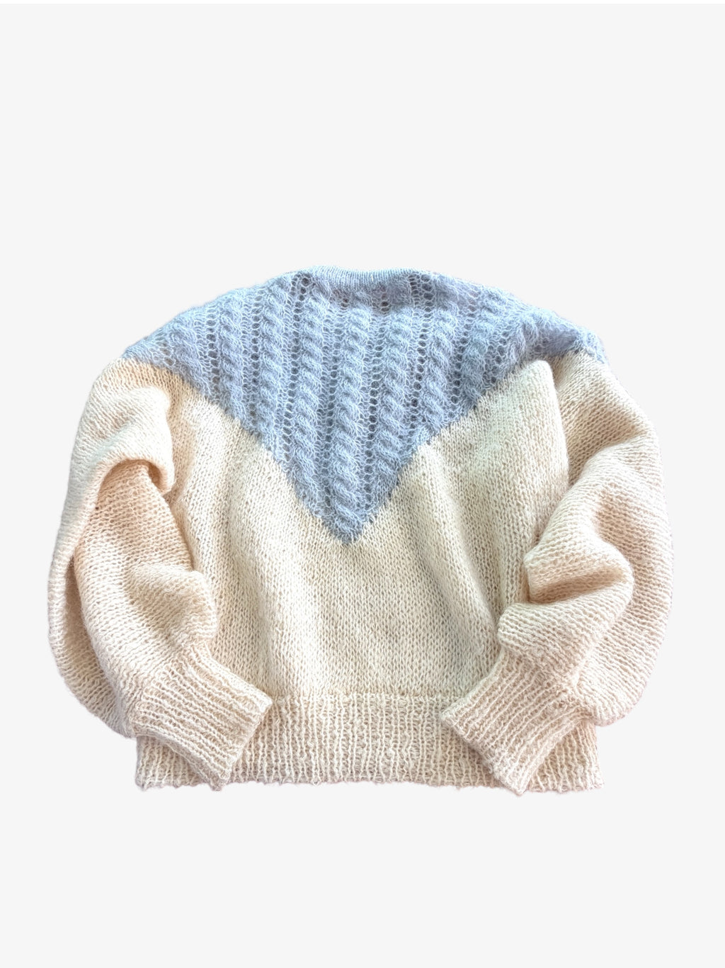 VINTAGE HAND-KNIT WOOL & MOHAIR JUMPER. SIZE M
