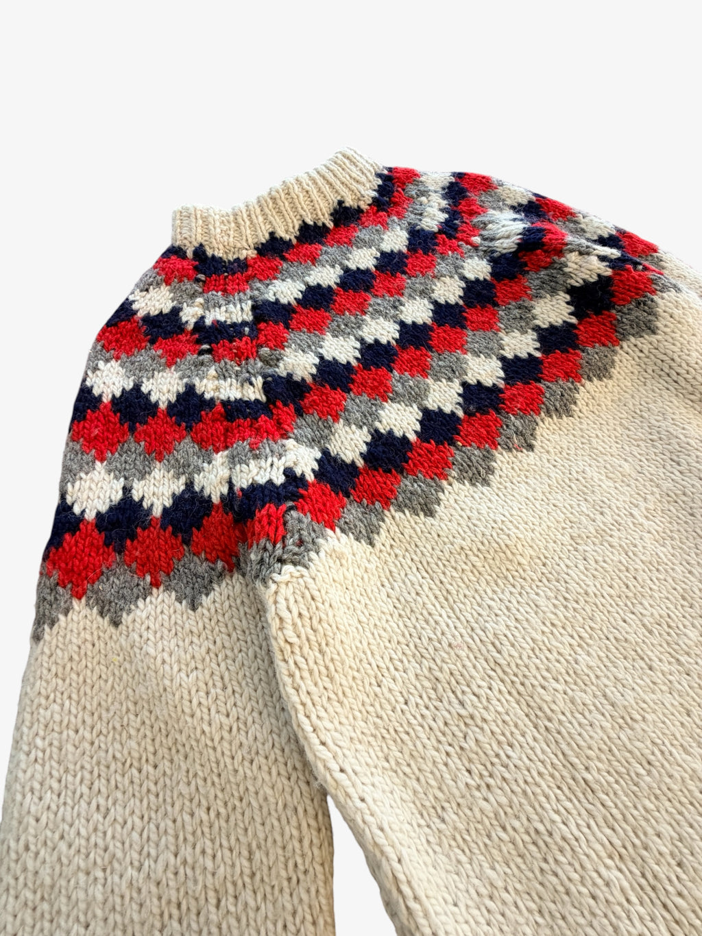 LADIES VINTAGE FAIR ISLE WOOL- KNIT JUMPER. SIZE S