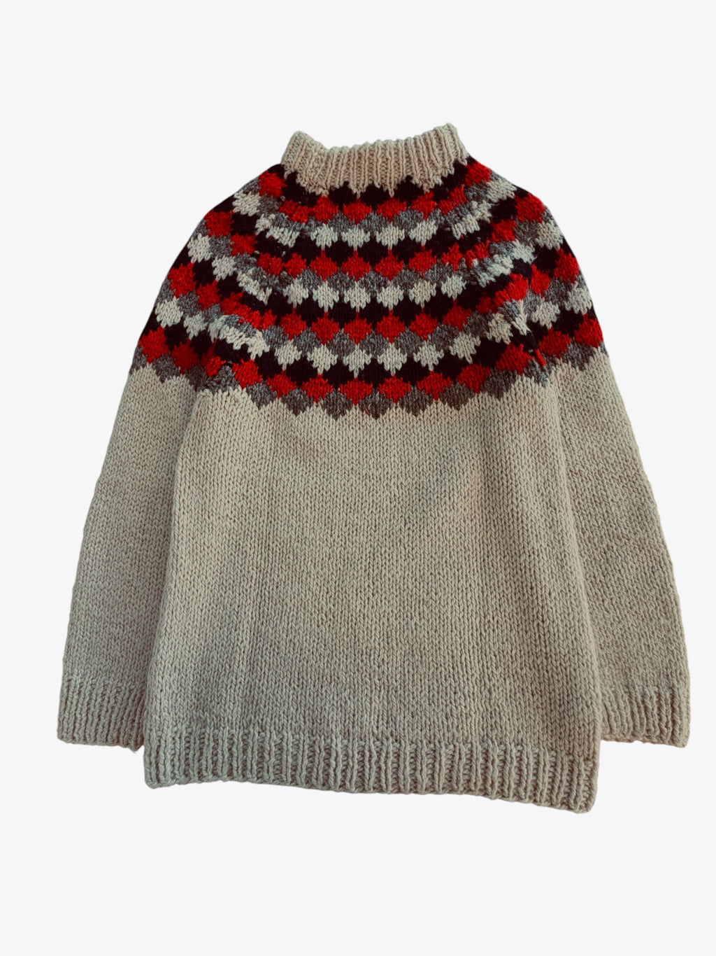 LADIES VINTAGE FAIR ISLE WOOL- KNIT JUMPER. SIZE S