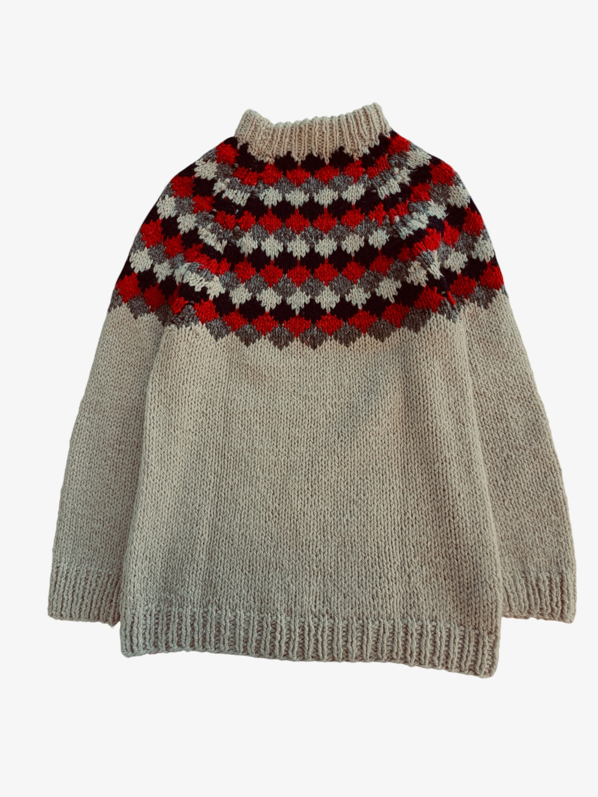 LADIES VINTAGE FAIR ISLE WOOL- KNIT JUMPER. SIZE S