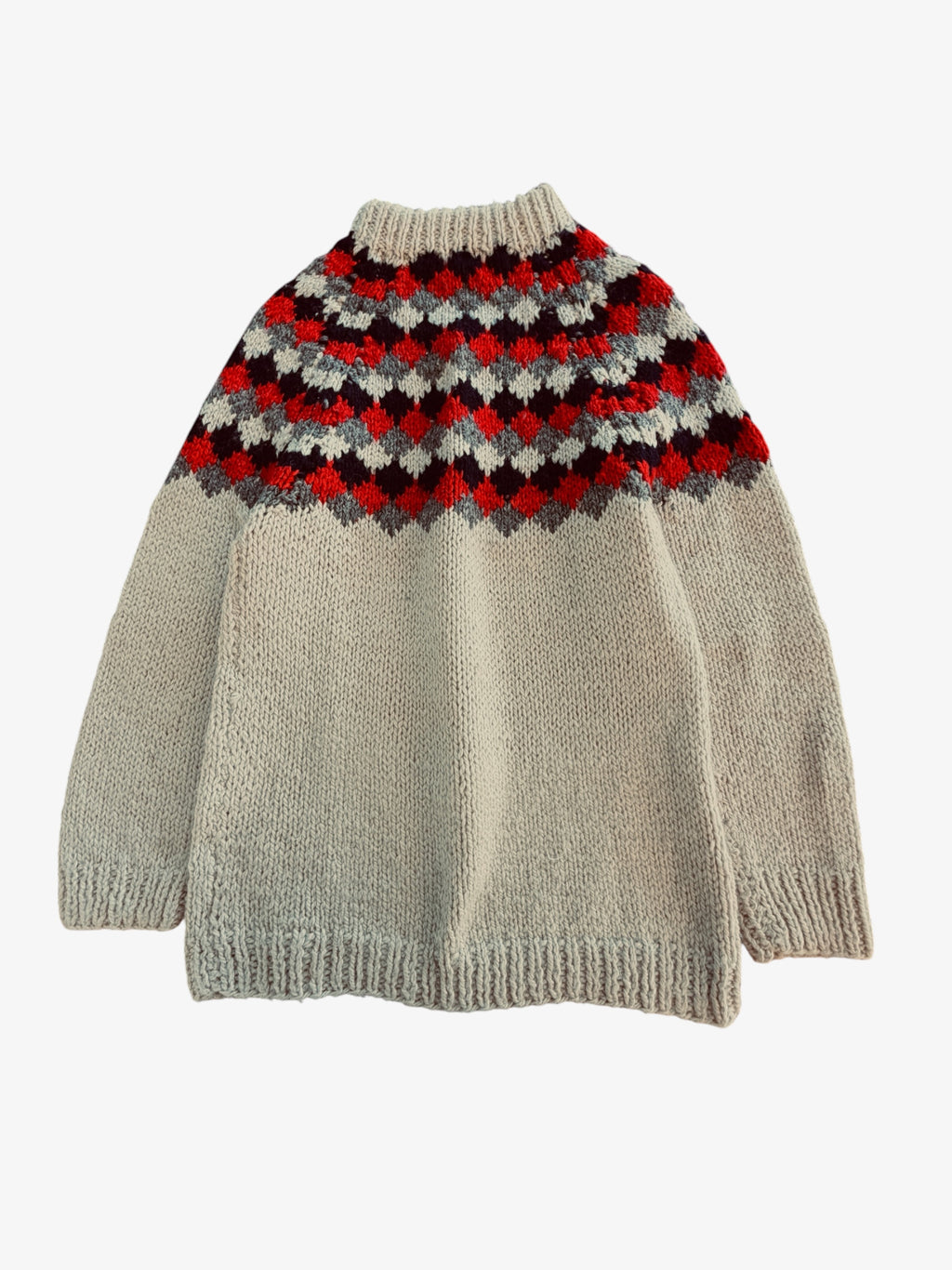 LADIES VINTAGE FAIR ISLE WOOL- KNIT JUMPER. SIZE S