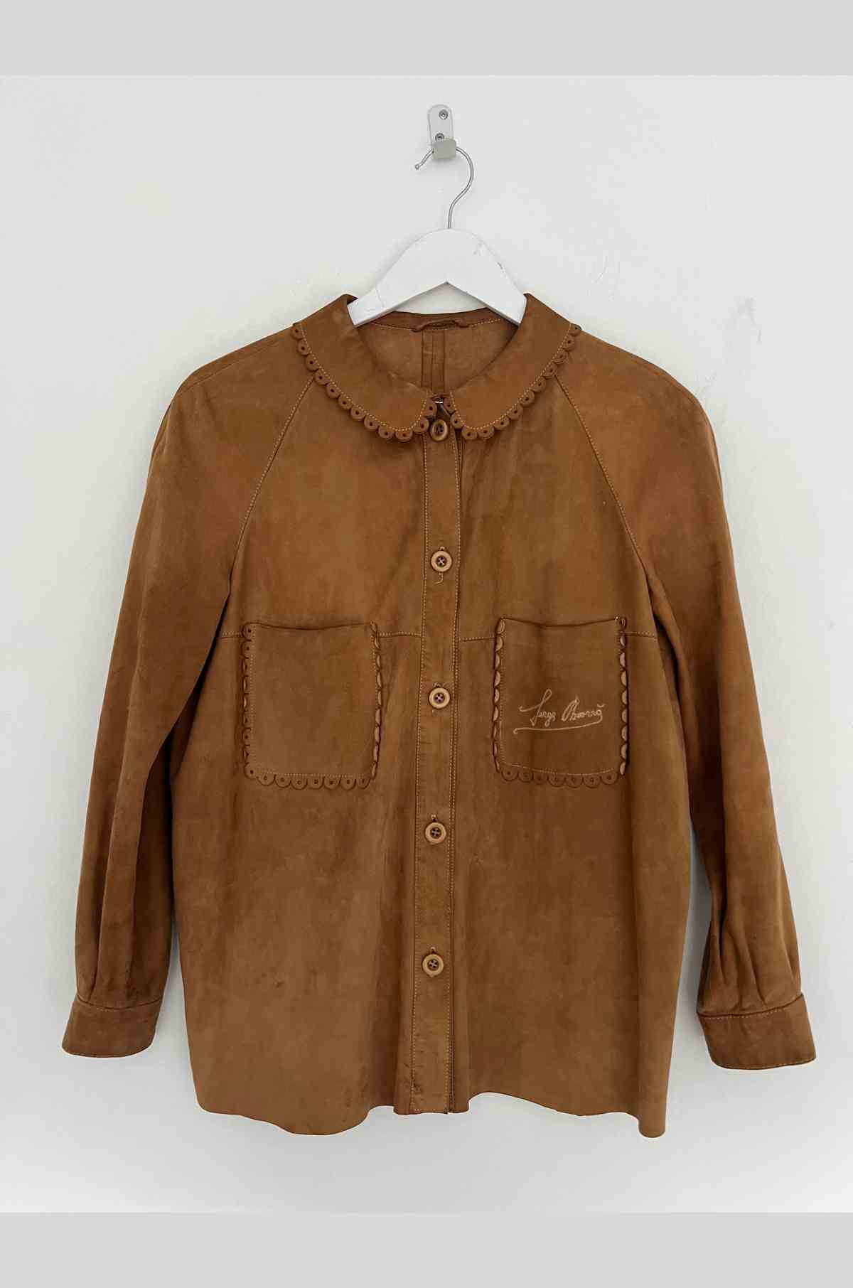 SUEDE JACKET WITH PETER PAN COLLAR. SIZE S