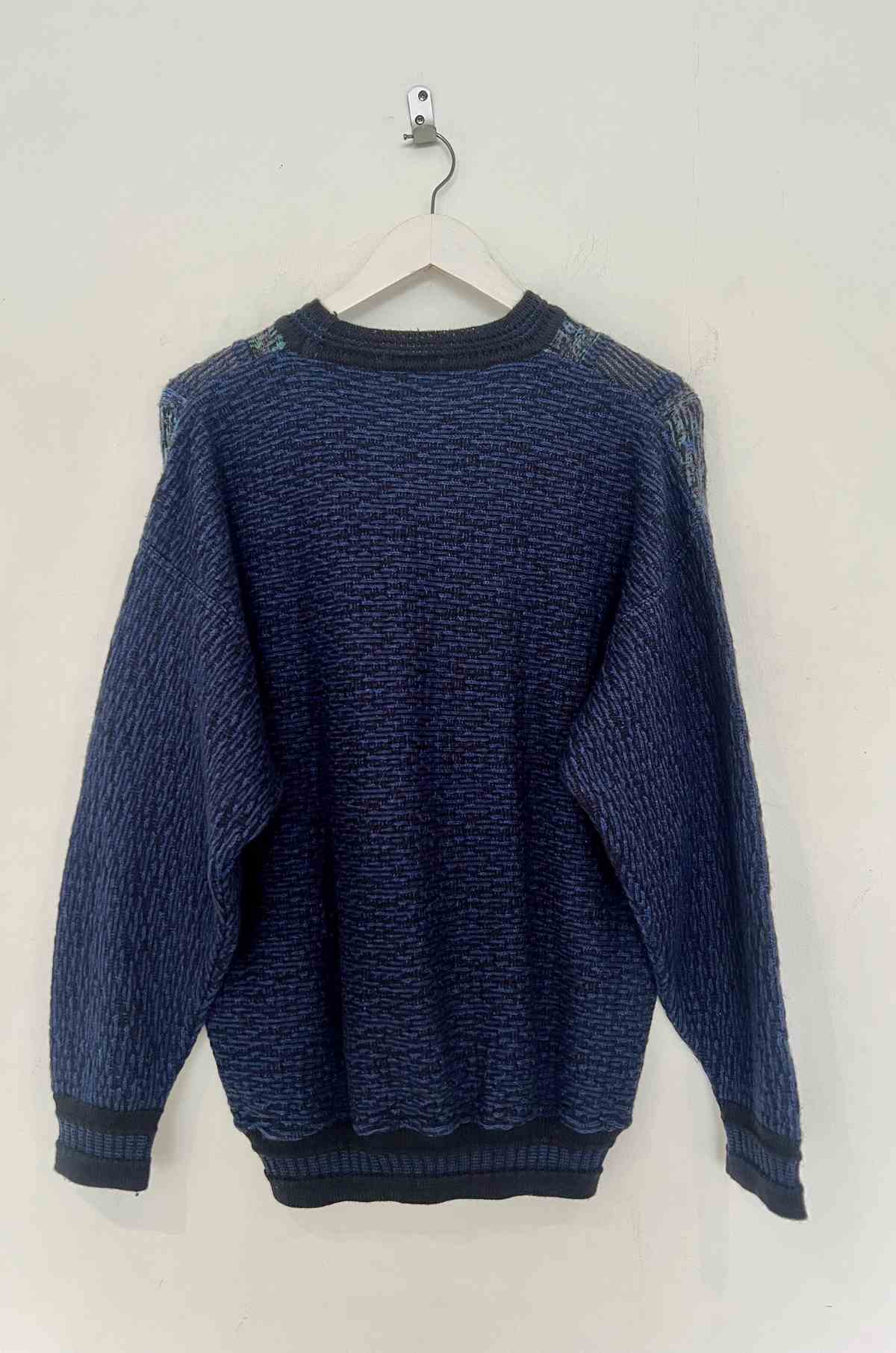 Navy and Black Fleck Crew Neck Jumper