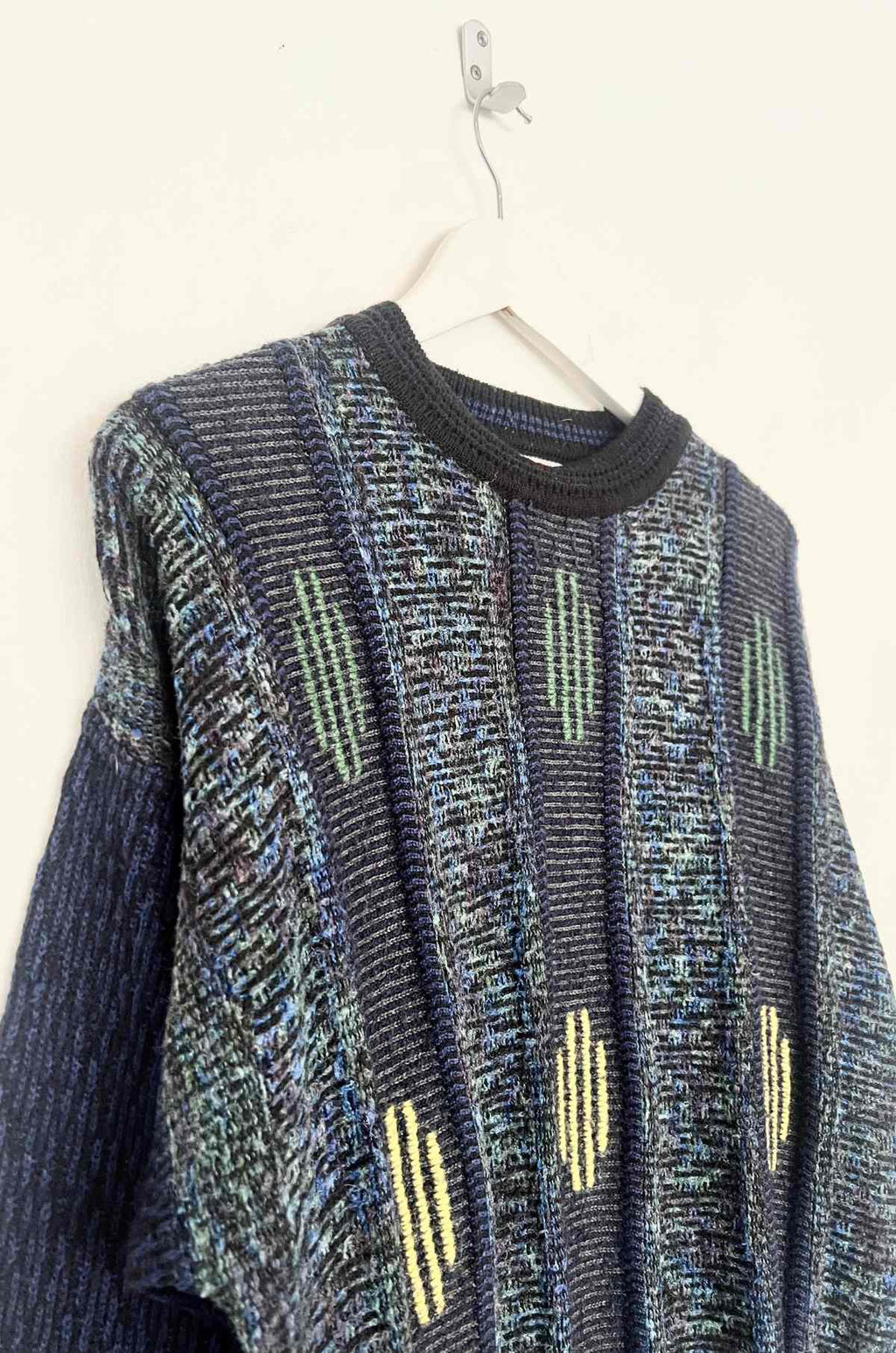 Navy and Black Fleck Crew Neck Jumper