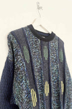 Navy and Black Fleck Crew Neck Jumper