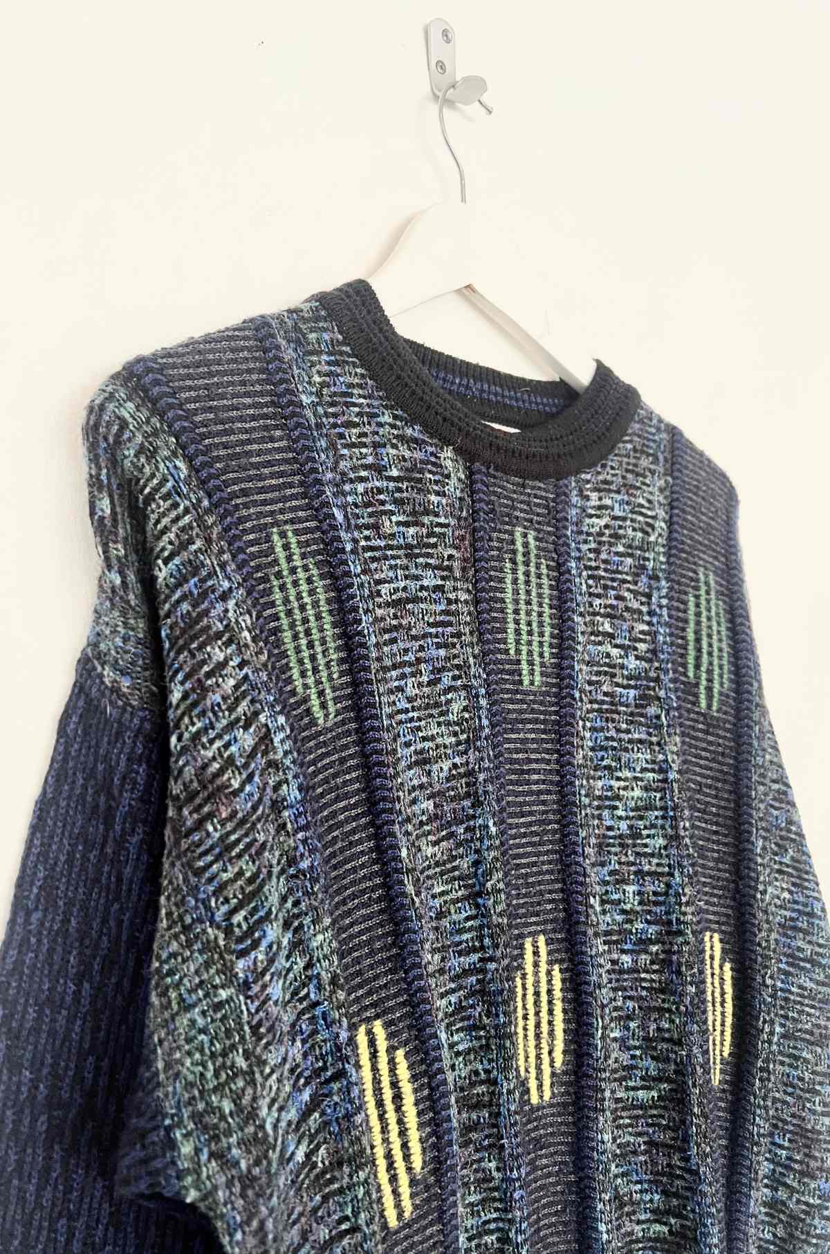 Navy and Black Fleck Crew Neck Jumper